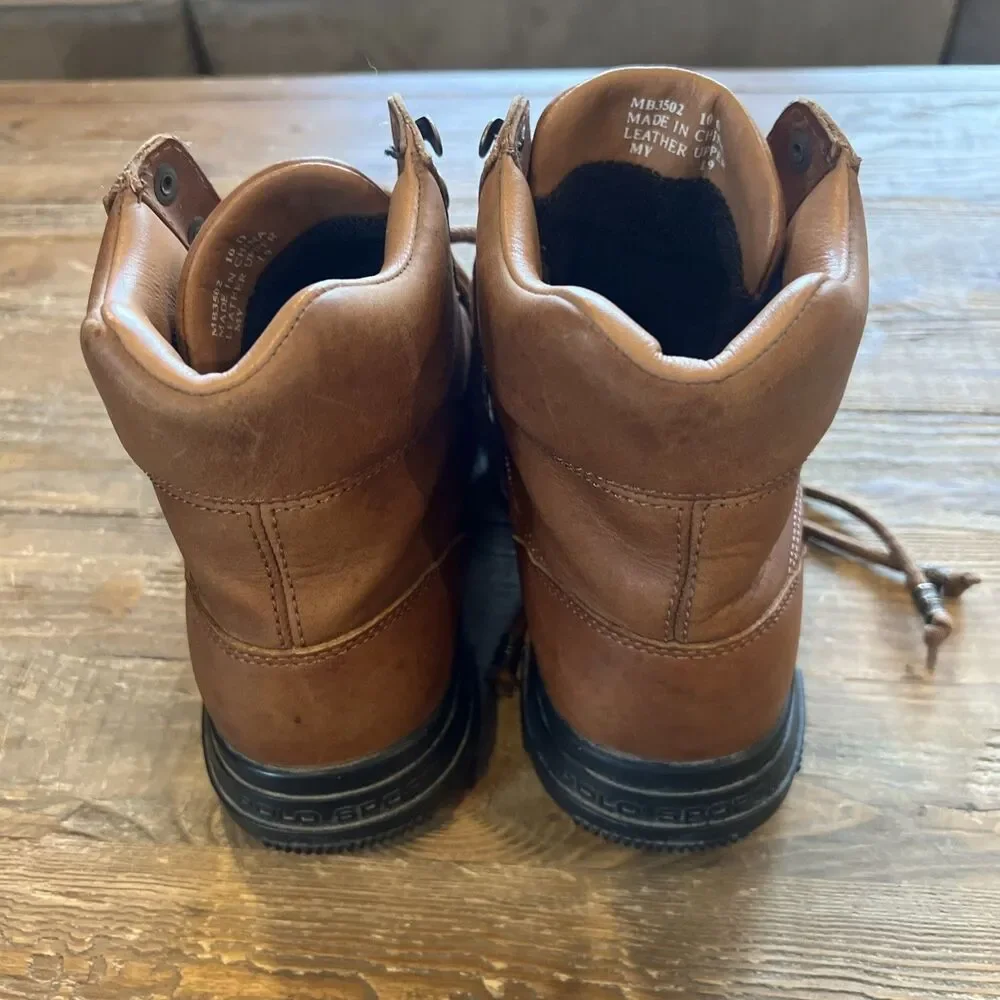 VTG Ralph Lauren Polo Sport Leather Hiking Boots Lug Sole Buckle Strap Men’s 10
